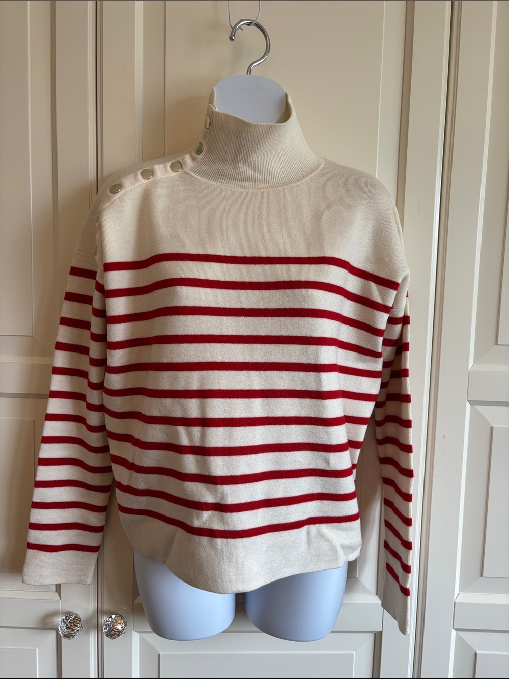 MAJE Montauban jumper turtleneck sailor sweater striped wool blend Size 1 Small - Picture 5 of 15